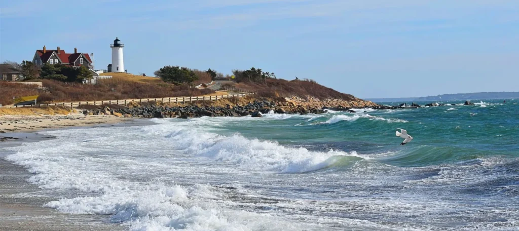 Cape cod town by the sea